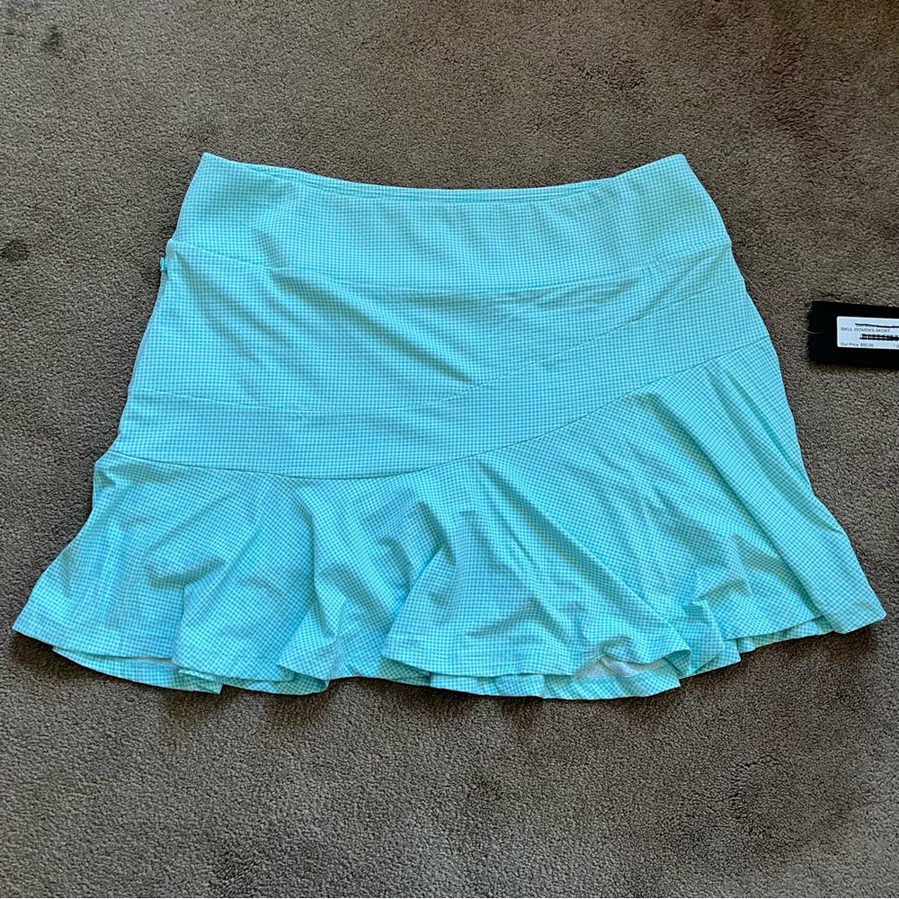 NWT IBKUL Women’s Mini Check Flounce Skort with Pockets Size Large